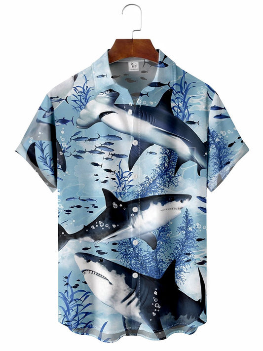 Ocean Shark Hawaiian Shirt For Nature Fans, Resort Trips, And Comfortable Warm Weather Wear