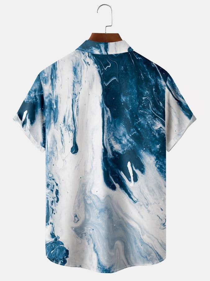 Watercolor Oil Line Hawaiian Shirt For Resort Trips, Coastal Parties, And Warm Weather Style