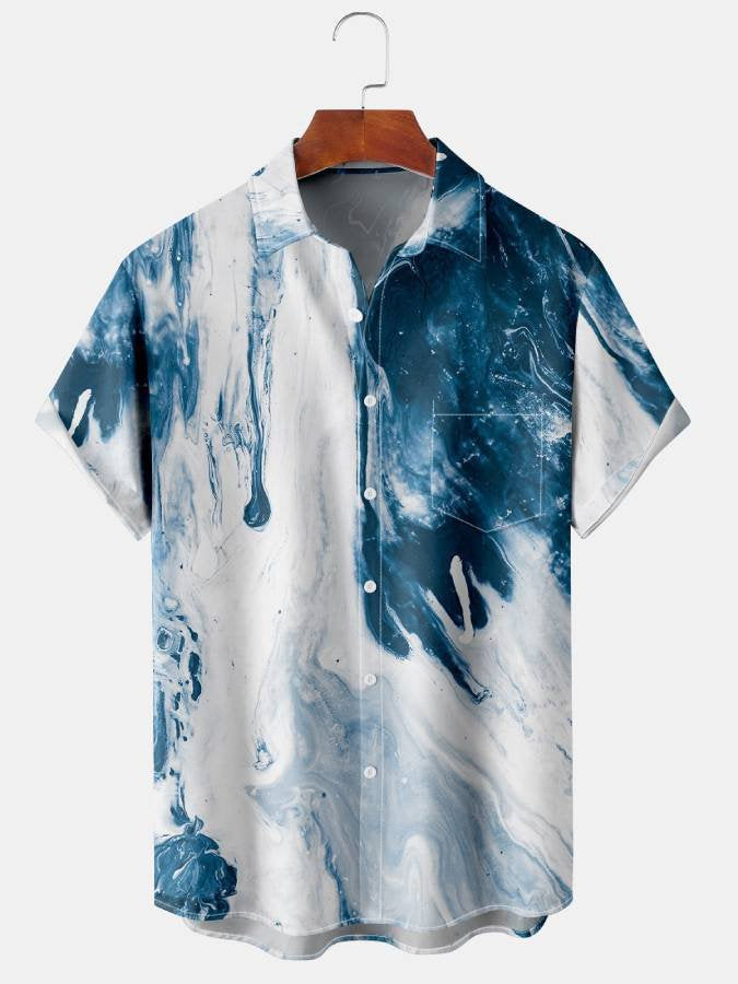 Watercolor Oil Line Hawaiian Shirt For Resort Trips, Coastal Parties, And Warm Weather Style