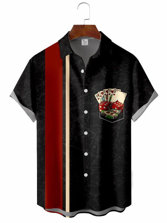 Vintage Poker Bowling Hawaiian Shirt For Active Holidays, Resort Trips, And Warm Weather Gatherings