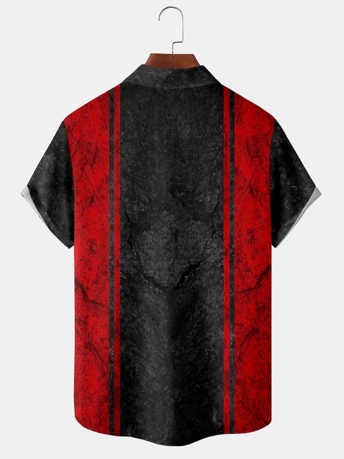 Red Black Texture Bowling Hawaiian Shirt For Tropical Holidays, Outdoor Gatherings, And Everyday Comfort