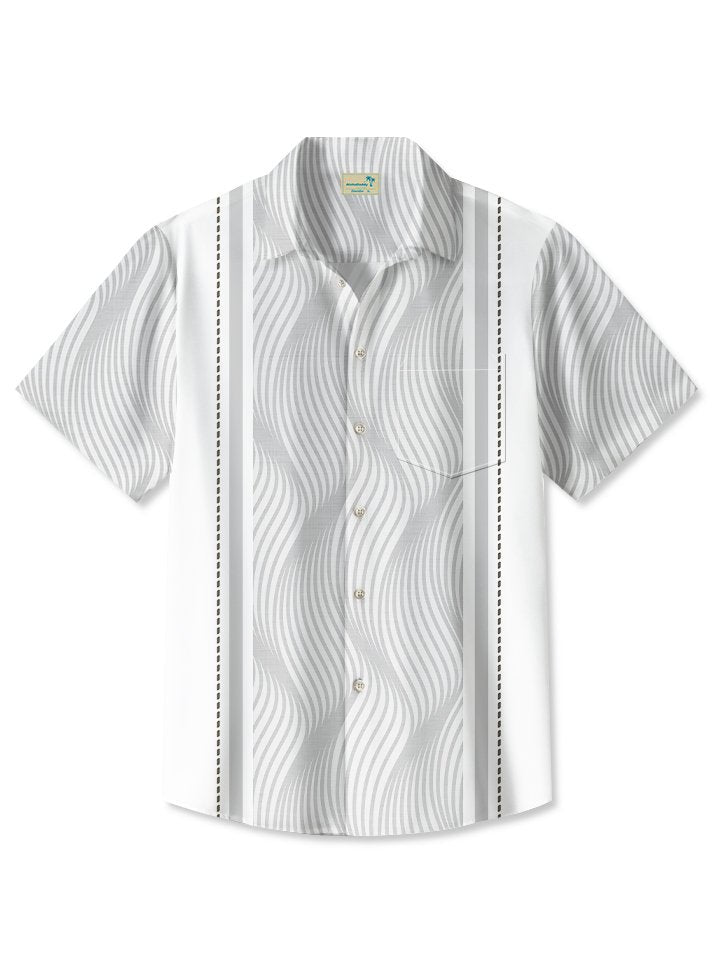Retro Geometric Textured Bowling Hawaiian Shirt For Beach Days, Summer Outings, And Thoughtful Gift Giving