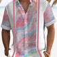Retro Gradient Contrast Hawaiian Shirt For Tropical Holidays, Outdoor Gatherings, And Everyday Comfort