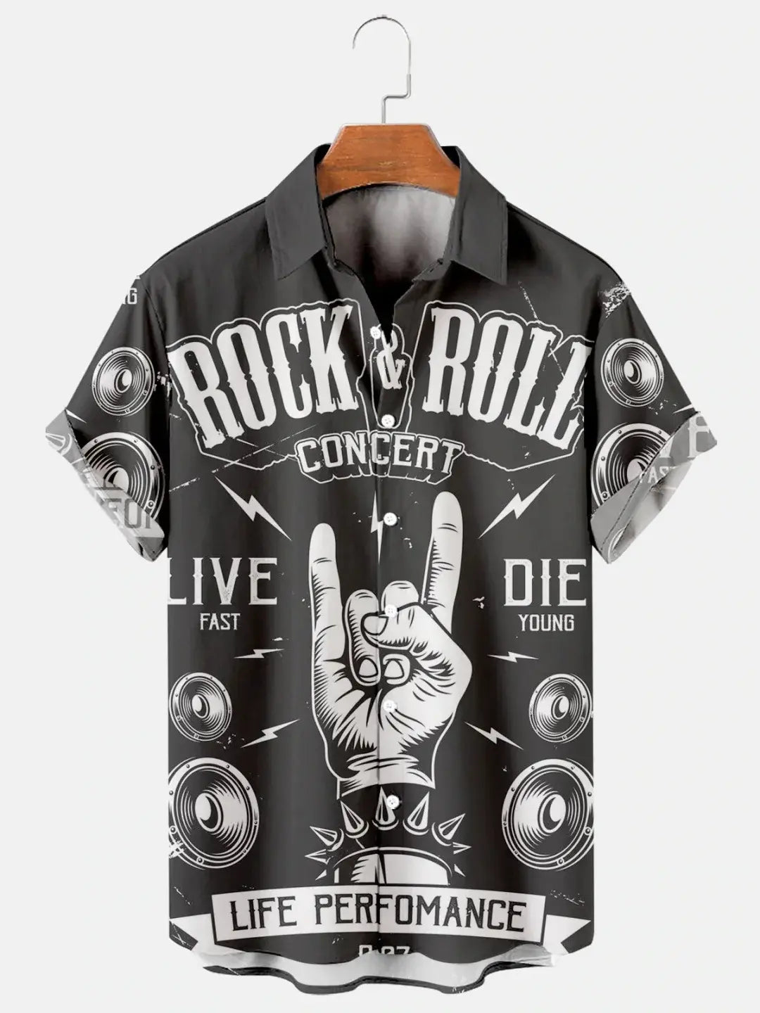 Rock Poster Hawaiian Shirt For Resort Trips, Coastal Parties, And Warm Weather Style