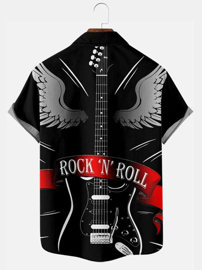 Simple Music Electric Guitar Splicing Hawaiian Shirt For Beach Days, Summer Outings, And Thoughtful Gift Giving