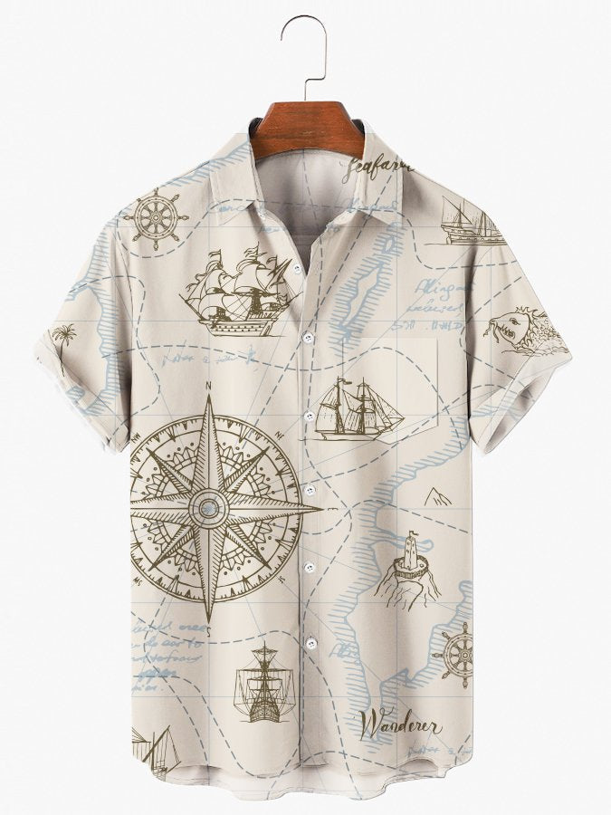 Steamer Creative Pattern Hawaiian Shirt For Resort Trips, Coastal Parties, And Warm Weather Style