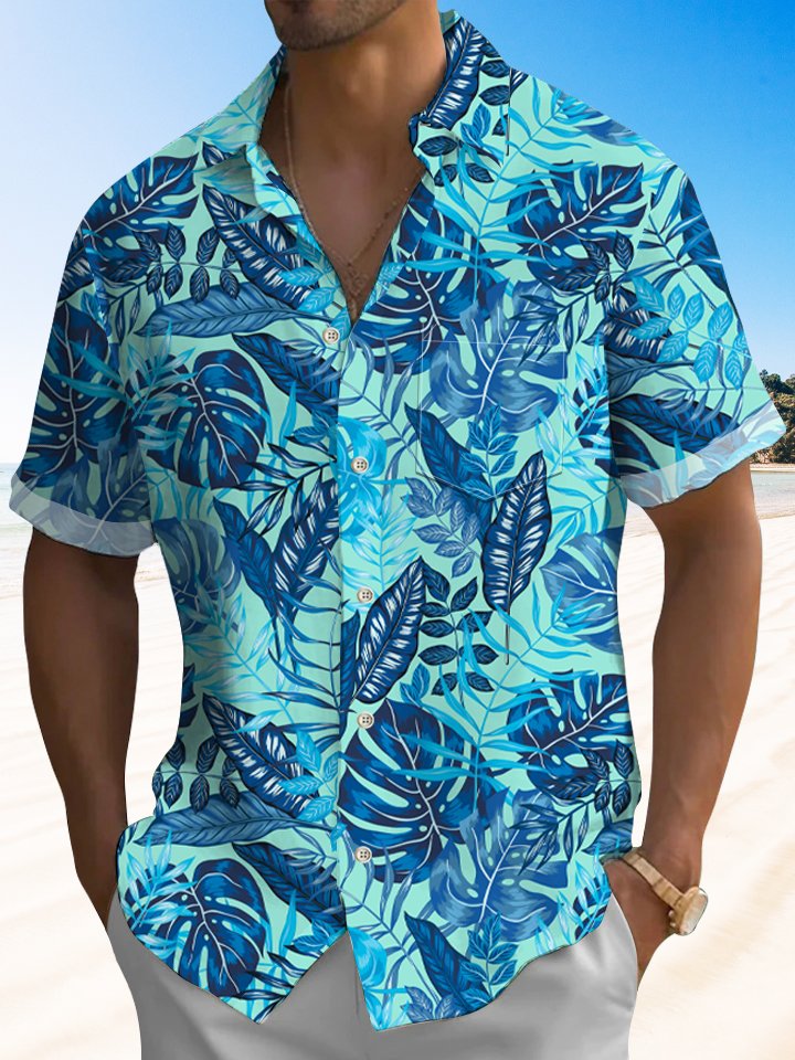 Tropical Leaves Hawaiian Shirt For Beach Days, Coastal Adventures, And Thoughtful Gift Giving