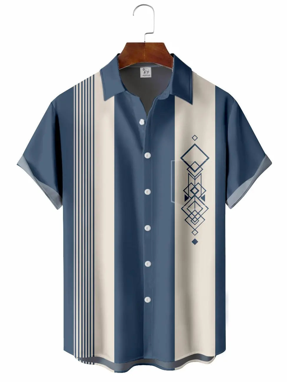Vintage 50'S Geometry Bowling Hawaiian Shirt For Active Holidays, Resort Trips, And Warm Weather Gatherings