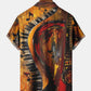 Vintage Abstract Watercolor Music Instrument Hawaiian Shirt For Summer Vacation, Beach Travel, And Casual Wear