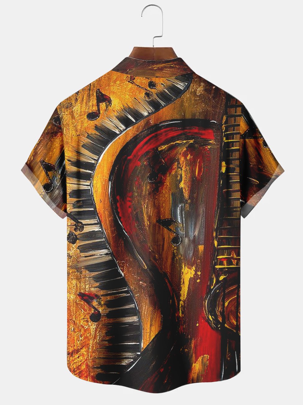 Vintage Abstract Watercolor Music Instrument Hawaiian Shirt For Summer Vacation, Beach Travel, And Casual Wear