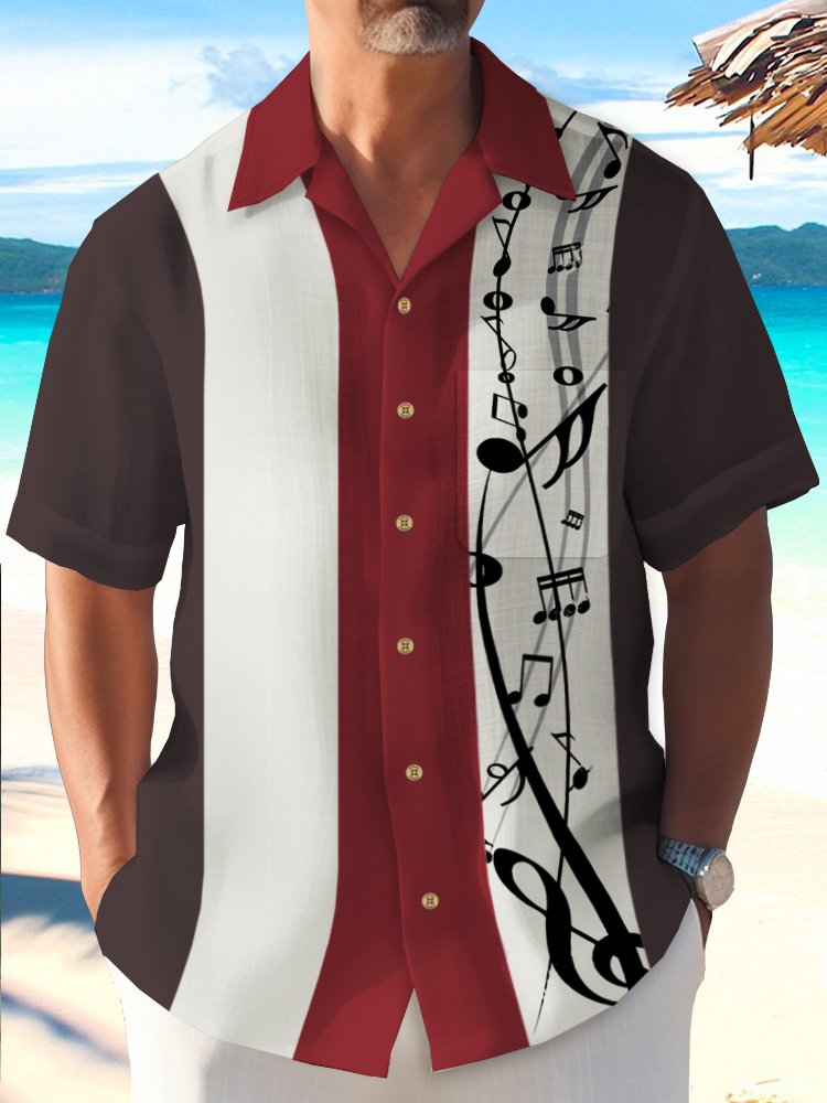 Vintage Bowling Music Symbol Hawaiian Shirt For Creative Performers, Coastal Trips, And Casual Everyday Wear