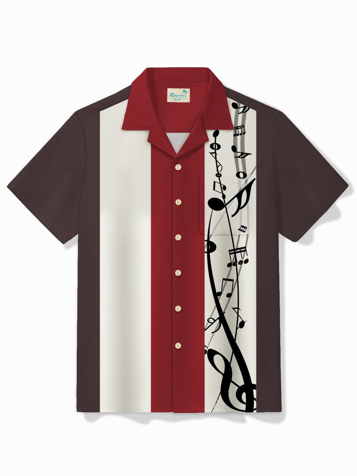 Vintage Bowling Music Symbol Hawaiian Shirt For Creative Performers, Coastal Trips, And Casual Everyday Wear