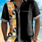 Men's Vintage Bowling Music Tape Print Casual Hawaiian Shirt