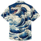 Vintage Japanese Ukiyoe Wave Dragon Hawaiian Shirt For Island Vacations, Resort Wear, And Relaxed Seasonal Style