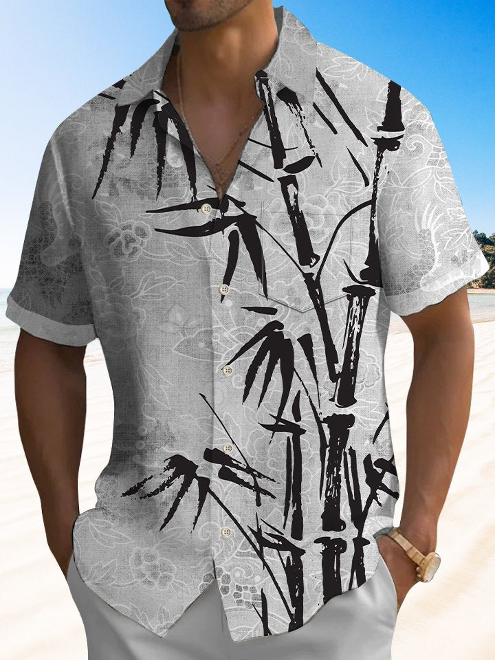 Vintage Oriental Dragon Ink Bamboo Hawaiian Shirt For Mythic Art Lovers, Coastal Outings, And Thoughtful Gift Giving