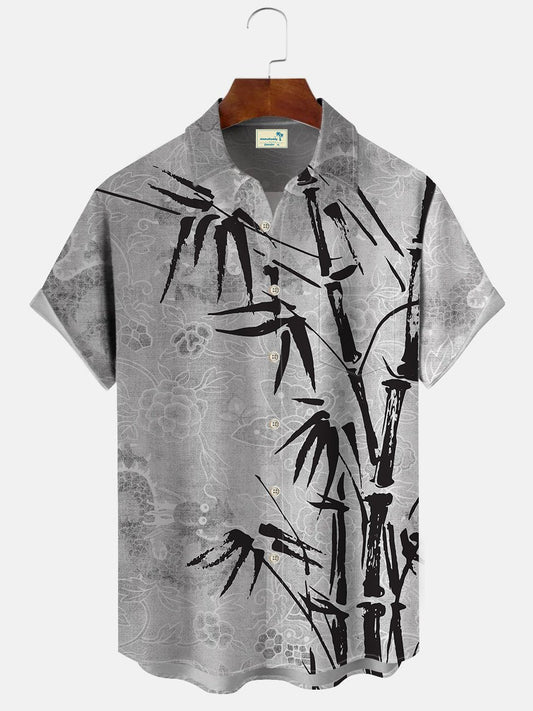 Vintage Oriental Dragon Ink Bamboo Hawaiian Shirt For Mythic Art Lovers, Coastal Outings, And Thoughtful Gift Giving