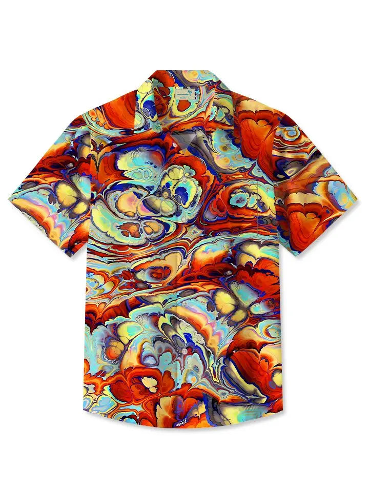 Vintage Tie Dye Ombre Beach Vacation Hawaiian Shirt For Resort Trips, Coastal Parties, And Warm Weather Style