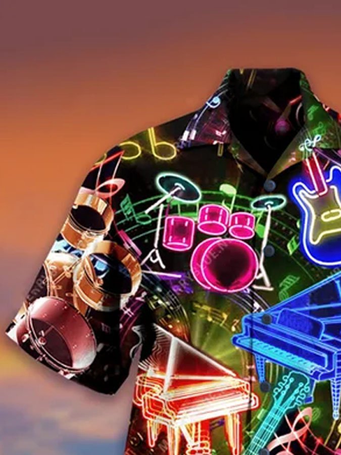 Colorful Music Speaks Hawaiian Shirt For Summer Vacation, Beach Travel, And Casual Wear