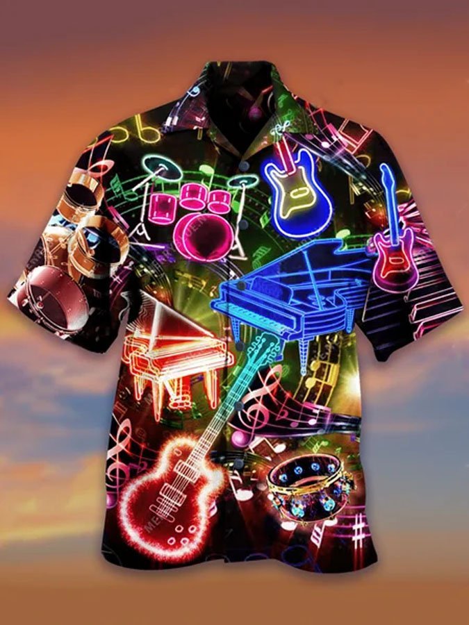 Colorful Music Speaks Hawaiian Shirt For Summer Vacation, Beach Travel, And Casual Wear