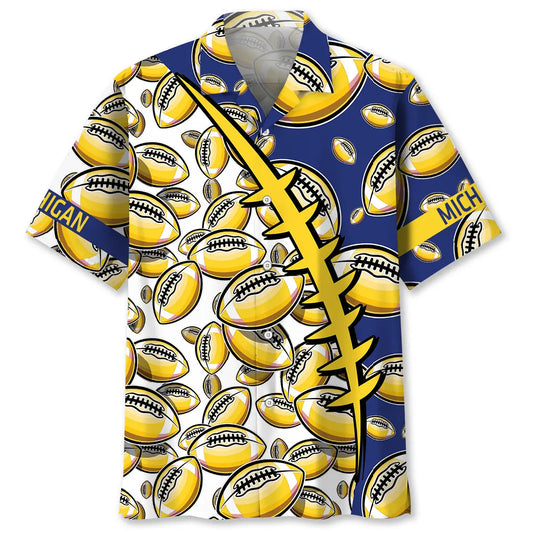 Michigan Heritage Football Hawaiian Shirt For Coastal Travel, Casual Events, And Comfortable Summer Wear