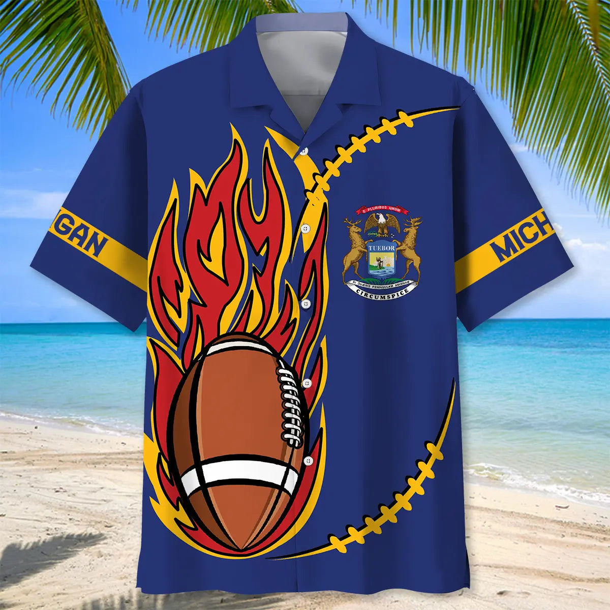 Michigan Heritage Football Hawaiian Shirt For Island Vacations, Resort Wear, And Relaxed Seasonal Style