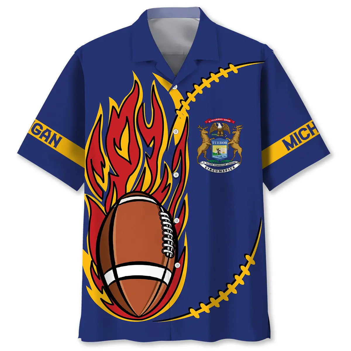 Michigan Heritage Football Hawaiian Shirt For Island Vacations, Resort Wear, And Relaxed Seasonal Style