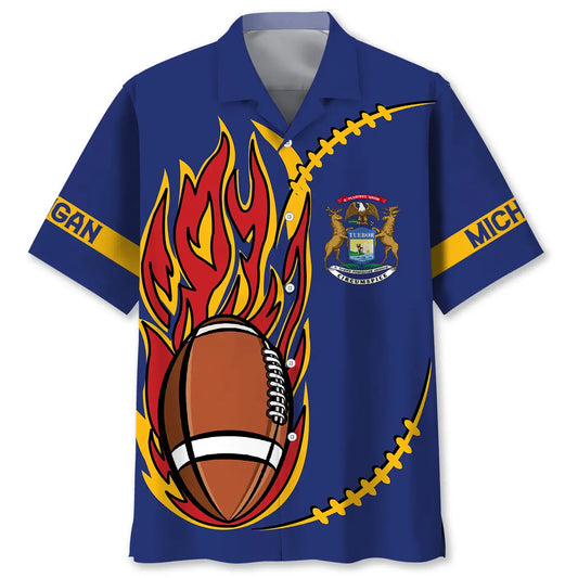 Michigan Heritage Football Hawaiian Shirt For Island Vacations, Resort Wear, And Relaxed Seasonal Style