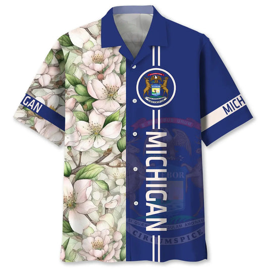 Michigan Heritage Proud Hawaiian Shirt For Tropical Holidays, Outdoor Gatherings, And Everyday Comfort