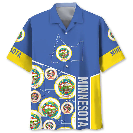 Minnesota Heritage Hawaiian Shirt For Summer Vacation, Beach Travel, And Casual Wear
