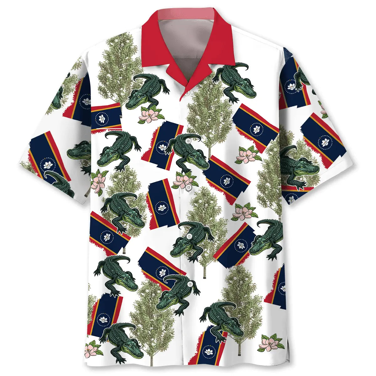 Mississippi State Proud White Hawaiian Shirt For Beach Travel, Summer Vacation, And Casual Wear