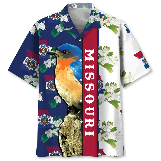 Missouri Heritage Hawaiian Shirt For Tropical Holidays, Outdoor Gatherings, And Everyday Comfort