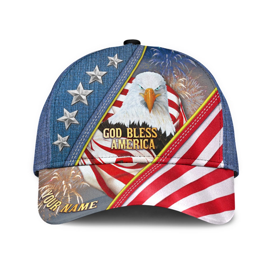 Custom God Bless America Eagle Flag Classic Cap For Casual Travel Parties And Comfortable Outdoor Wear