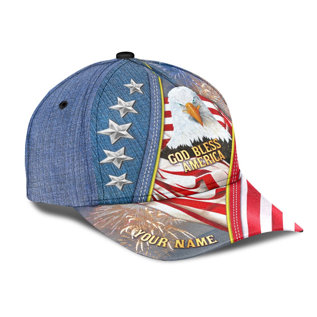 Custom God Bless America Eagle Flag Classic Cap For Casual Travel Parties And Comfortable Outdoor Wear