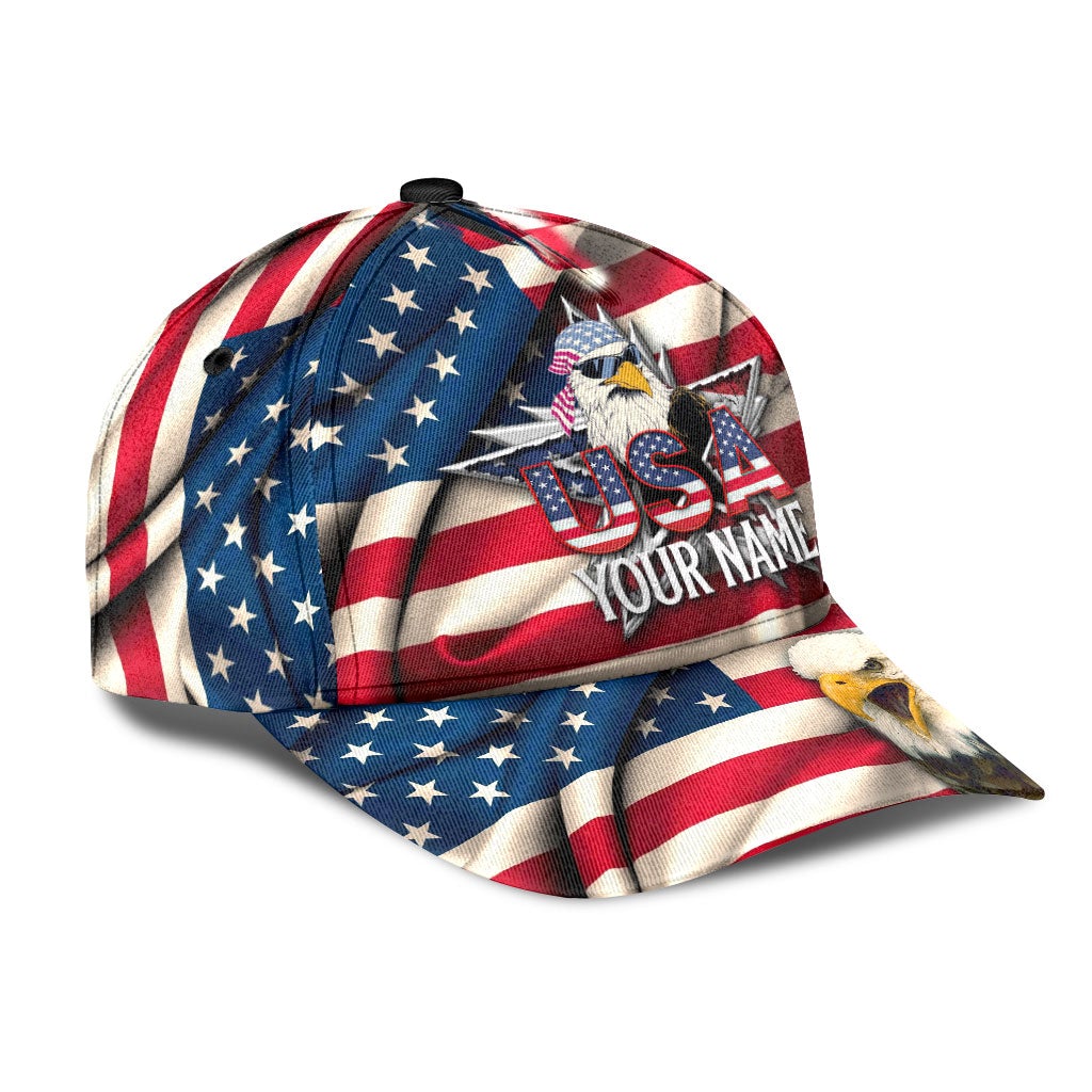 Custom Proud American Eagle Personalized Name Classic Cap For Weekend Outings Holidays And Thoughtful Gifting
