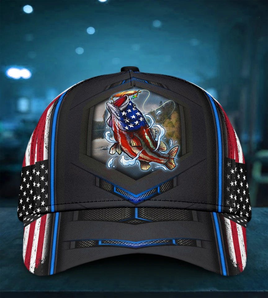 Bass American Fishing Hook Up Classic Cap For Daily Outfits Festivals And Thoughtful Gift Giving