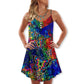 Colorful Butterfly Lover V-Neck Sleeveless Cami Dress For Garden Parties And Relaxed Summer Wear