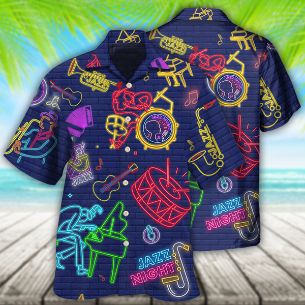 Vintage Jazz Music Hawaiian Shirt With All Over Print For Beach Getaways Resort Outings And Thoughtful Gifting