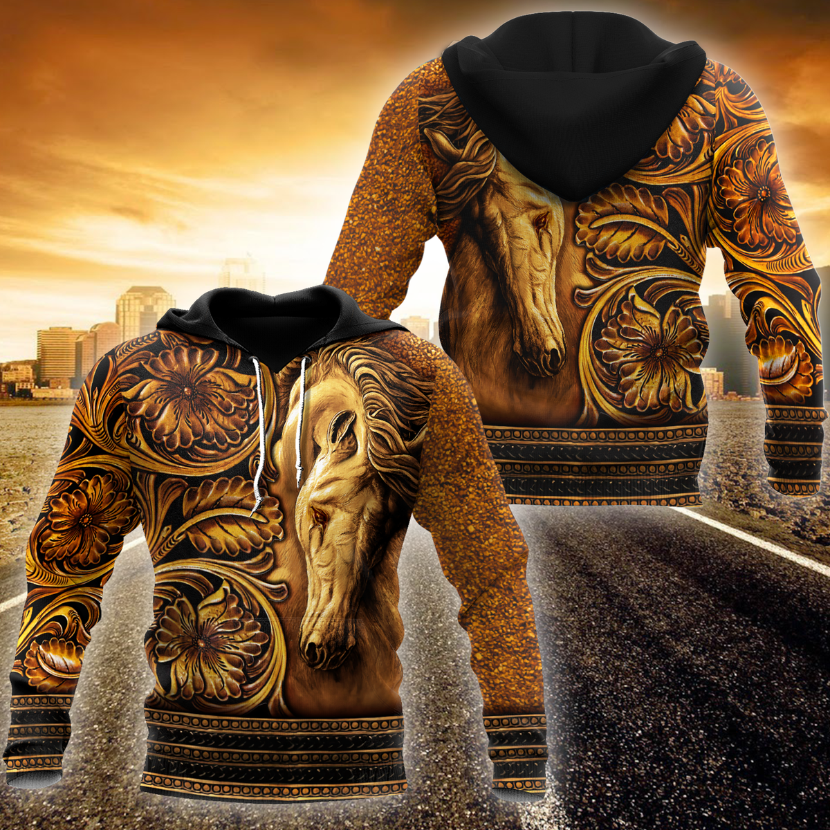 Wood Style Horse All Over Print – 3D Hoodie