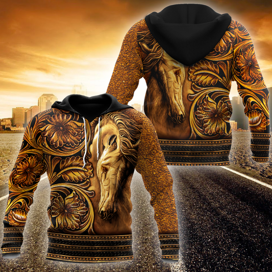 Wood Style Horse All Over Print – 3D Hoodie