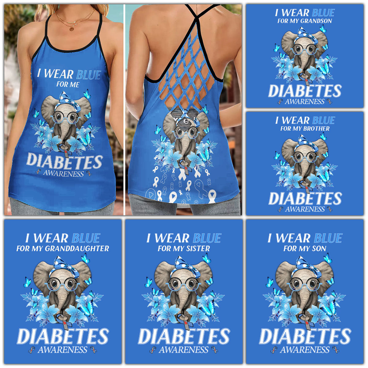 Diabetes Awareness I Wear Blue Hollow Tank Top For Community Events And Positive Support