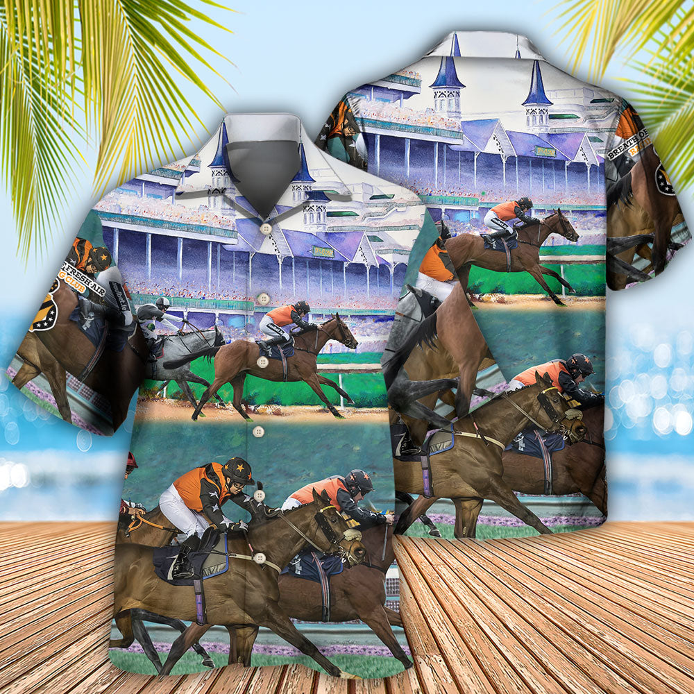 Horse Racing Hawaiian Shirt For Summer Vacation And Beach Travel