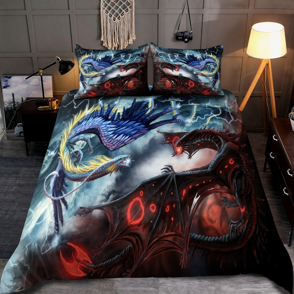 Dragon Battle Fantasy Bedding Cover For Fantasy Bedroom Decor