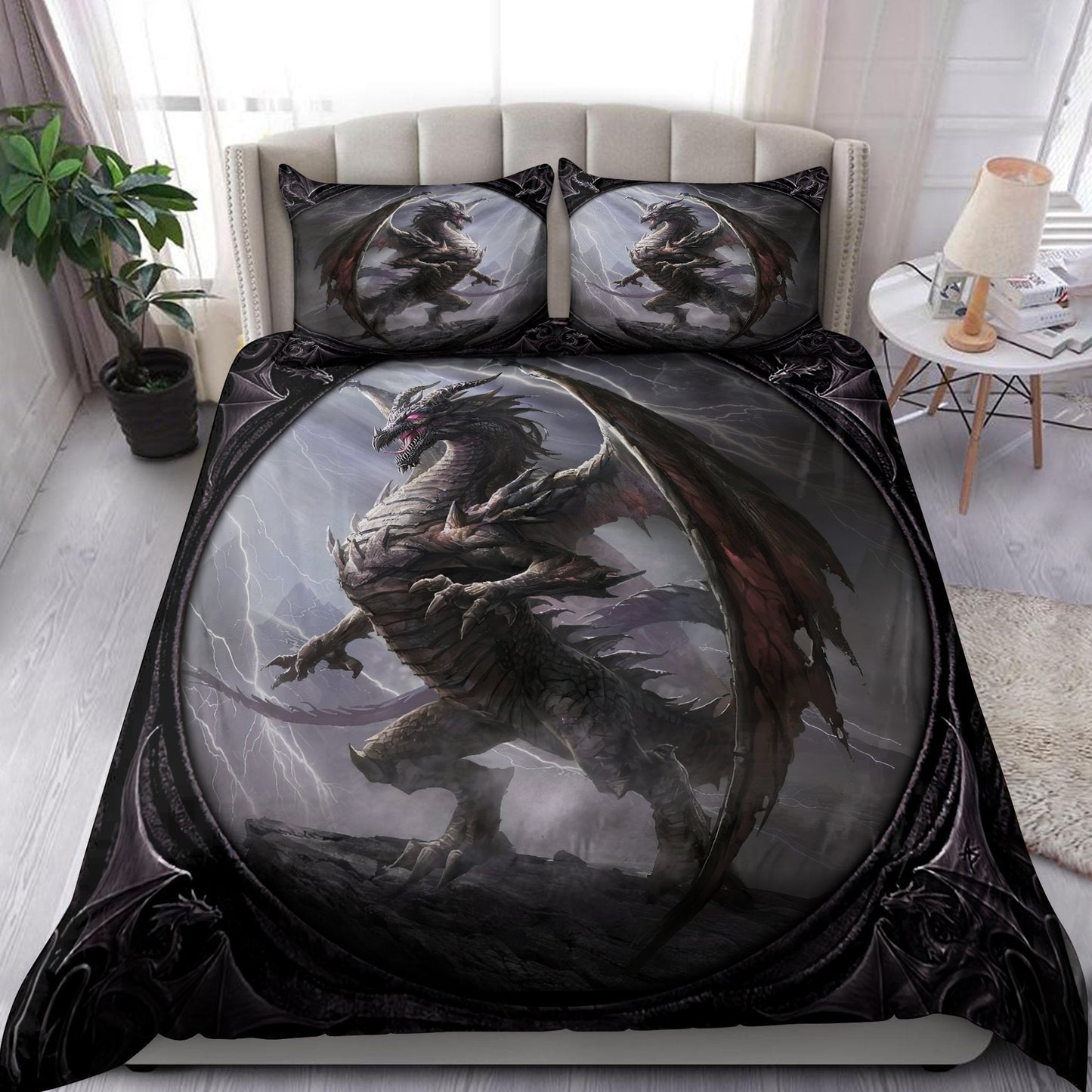 Dark Dragon Fantasy Bedding Cover For Fantasy Bedroom Decor