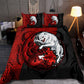 Red And Black Dragon And Wolf Fantasy Bedding Cover For Fantasy Bedroom Decor
