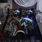 Red And Blue Dragon And Wolf Fantasy Bedding Cover For Fantasy Bedroom Decor