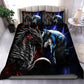 Red And Blue Dragon And Wolf Fantasy Bedding Cover For Fantasy Bedroom Decor