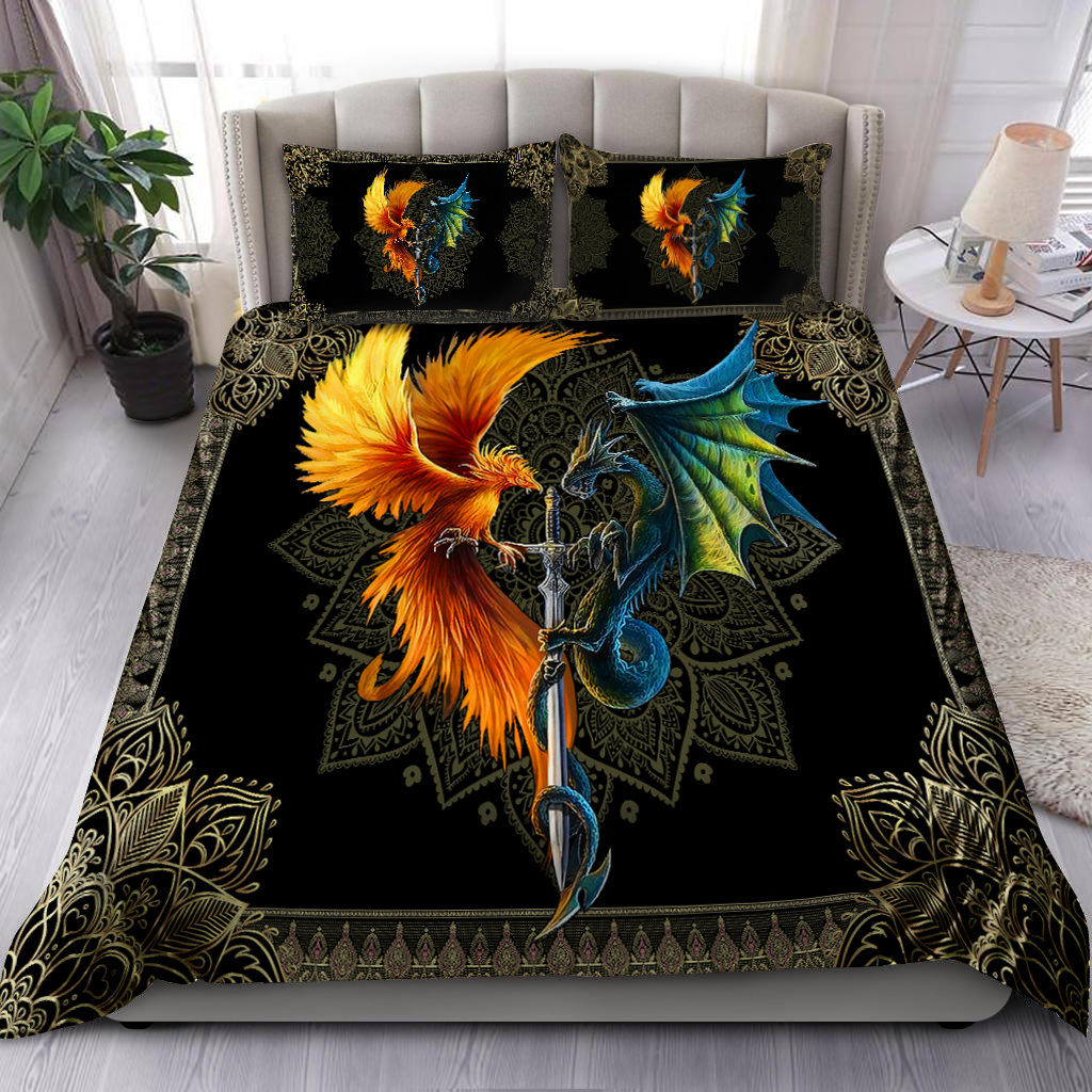 Dragon Phoenix Sword Bedding Cover For Fantasy Bedroom Decor