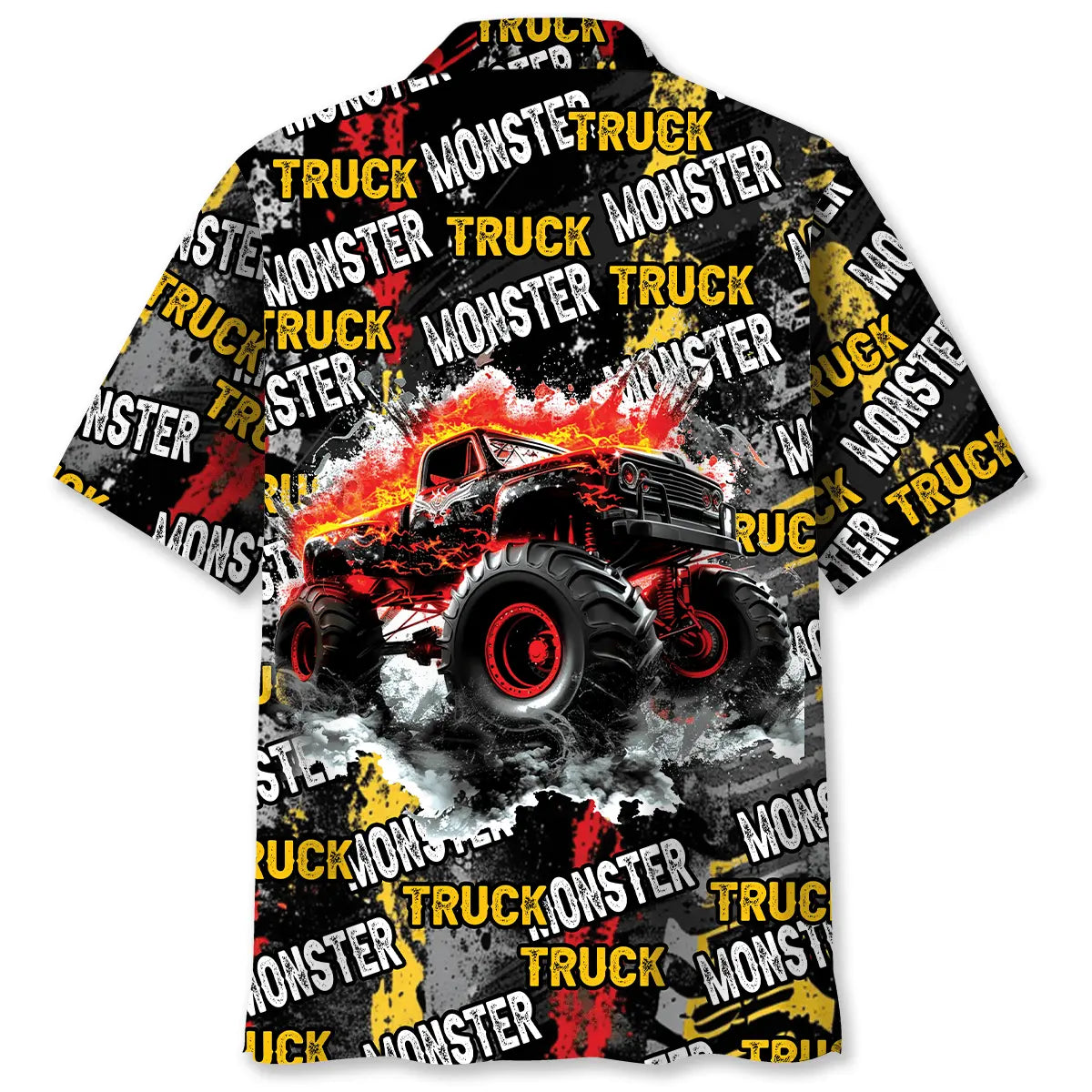Monster Truck Fire Hawaiian Shirt For Racing Fans, Summer Outings, And Relaxed Vacation Wear