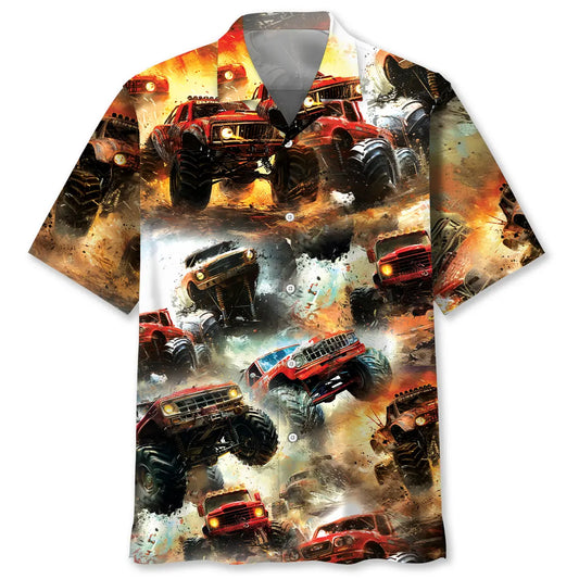 Monster Truck Mad Racing Hawaiian Shirt For Beach Days, Summer Outings, And Thoughtful Gift Giving