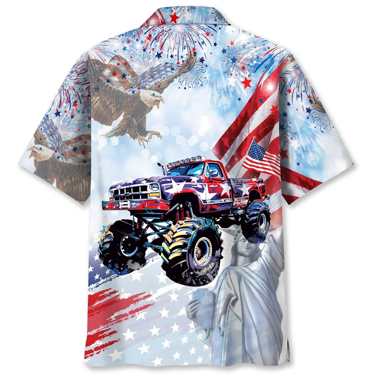 American Monster Truck Hawaiian Shirt For Island Vacations, Resort Wear, And Relaxed Seasonal Style